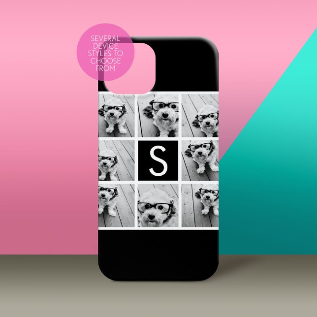 Schwarz-Weiß-FotoCollage - kundenspezifisches Mono title_seo2 (Personalized Phone Case with Custom Photos and Text - Pick Your Device Style)