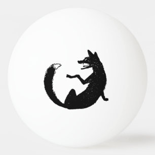 Schwarz-Weiß-Fox-Tribal Tattoo-Symbol Tischtennisball