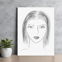 Schwarz-Weiß-Frau-Gesichtsskizze für Galerie-Wand