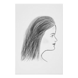 Schwarz-Weiß-Frauenprofil-Skizze Galerie-Wand Poster