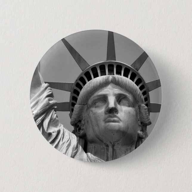 Schwarz-Weiß-Freiheitsstatue New York Button (Vorderseite)