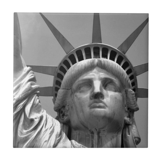 Schwarz-Weiß-Freiheitsstatue New York Fliese (Vorderseite)