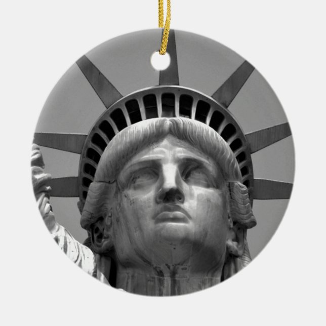 Schwarz-Weiß-Freiheitsstatue New York Keramik Ornament (Vorne)