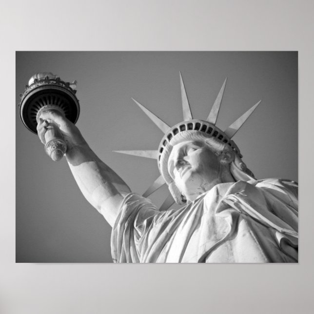 Schwarz-Weiß-Freiheitsstatue New York Poster (Vorne)