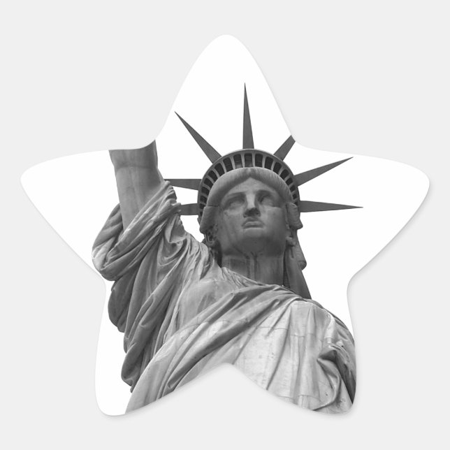 Schwarz-Weiß-Freiheitsstatue Stern-Aufkleber (Vorderseite)