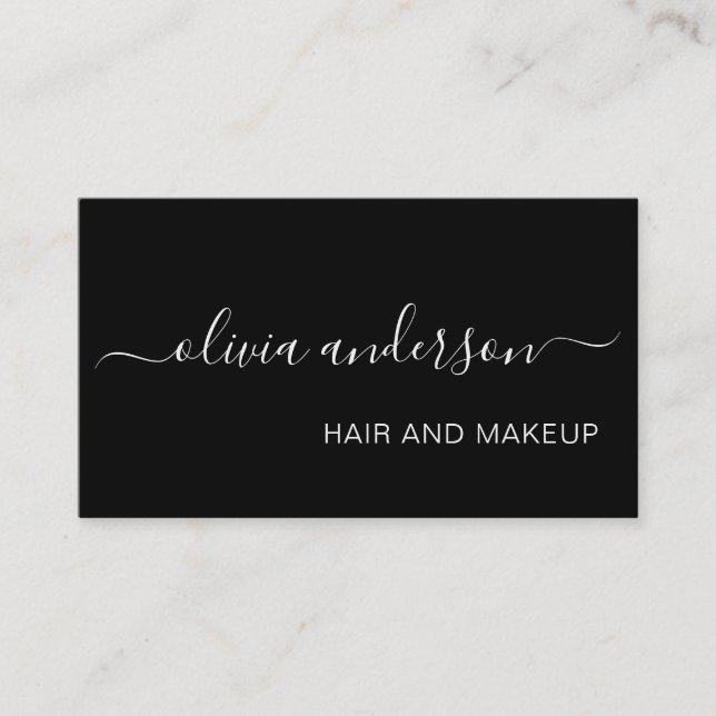 Schwarz-Weiß-Friseur Makeup-Salon Visitenkarte (Vorderseite)