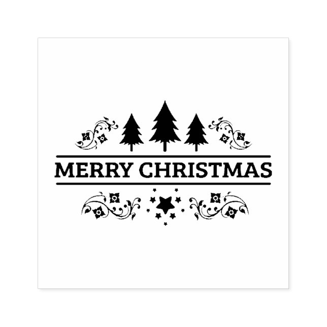 Schwarz-weiß frohe Weihnachten Gummistempel (Prägung)