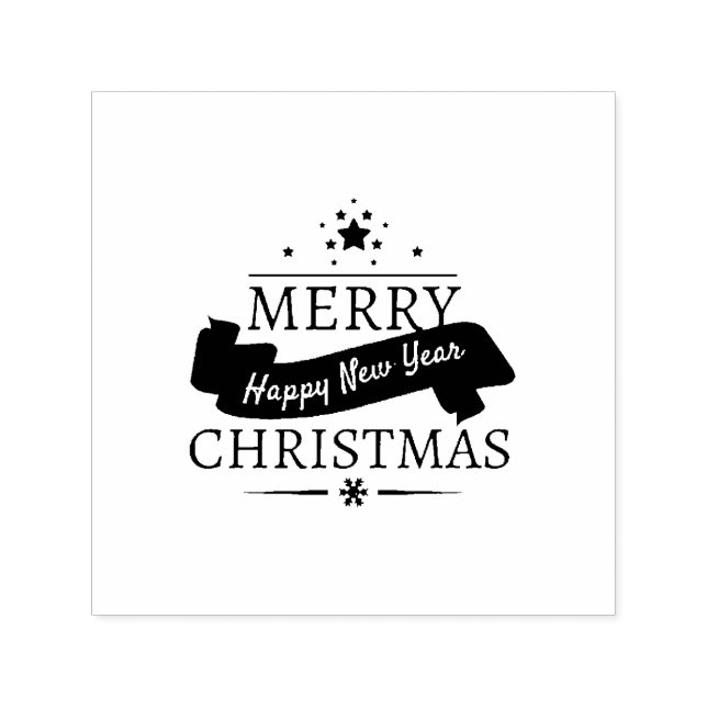 Schwarz-weiß frohe Weihnachten und ein glückliches Permastempel (Design)