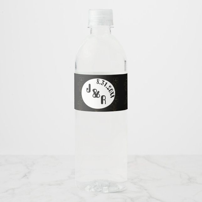 Schwarz-Weiß-Frühling Mineralwasser Flasche Wrappe (Vorderseite)