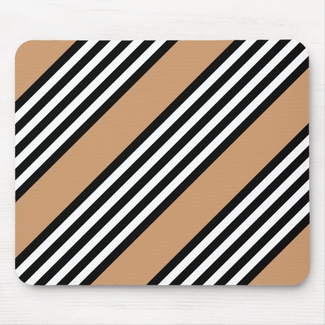 Schwarz-Weiß-Fünf-Streifen-Muster mit Bräune Mousepad (Vorne)