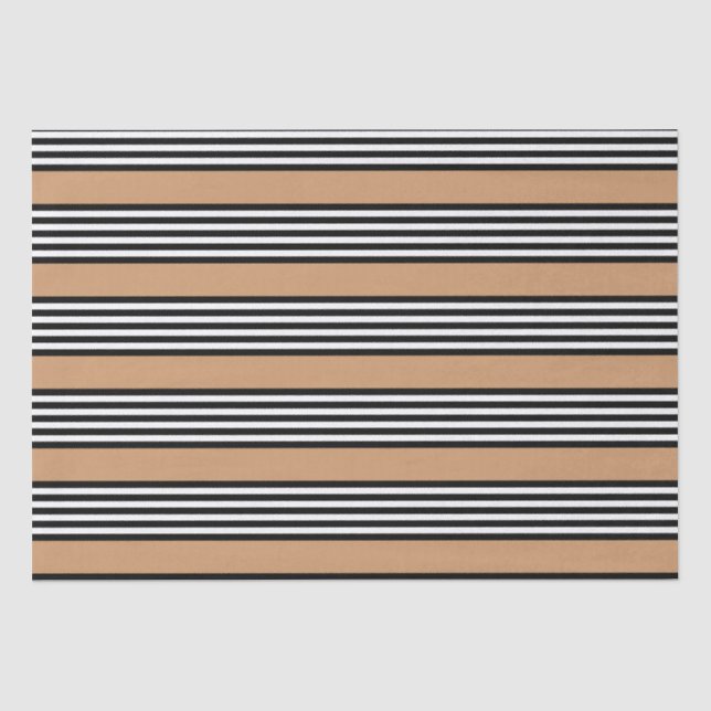 Schwarz-Weiß-Fünf-Streifen-Muster mit Bräune Seidenpapier (Vorderseite)