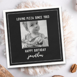 Schwarz-Weiß-Funny-Birthday-Foto Napkins Serviette