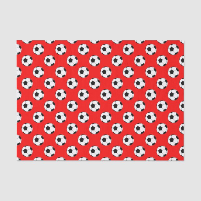 Schwarz-Weiß-Fußball-Bälle auf Rot Seidenpapier (Vorderseite)