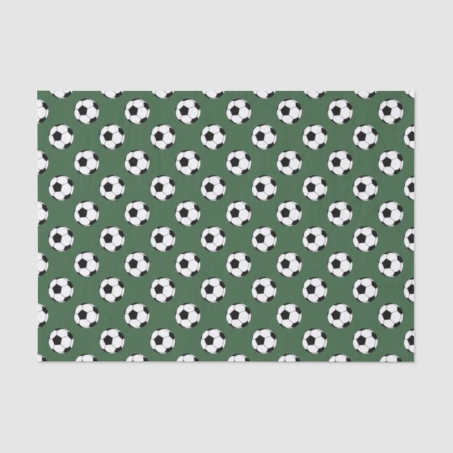 Schwarz-Weiß-Fußball-Bälle, Jäger Grün Seidenpapier (Vorderseite)
