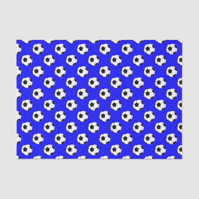 Schwarz/Weiß Fußball Balls auf blau Seidenpapier (Vorderseite)