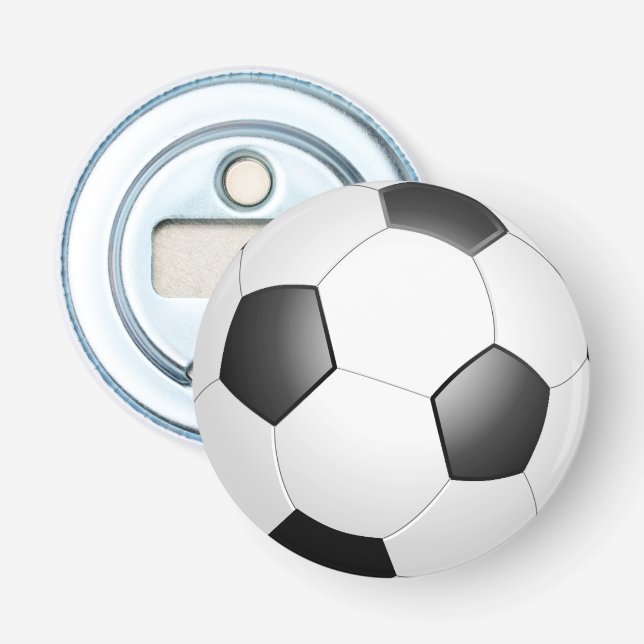 Schwarz-Weiß-Fußball Flaschenöffner (Vorderseite)