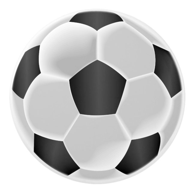 Schwarz-Weiß-Fußball/Fußball Keramikknauf (Vorderseite)