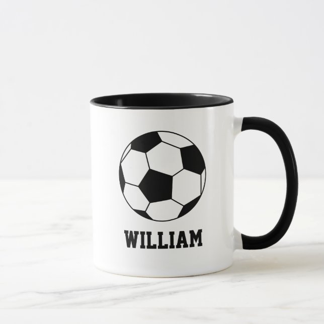 Schwarz-Weiß-Fußball hinzufügen Tasse (Rechts)