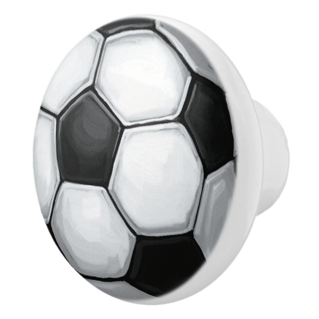 Schwarz-Weiß-Fußball Keramikknauf (Rechts)