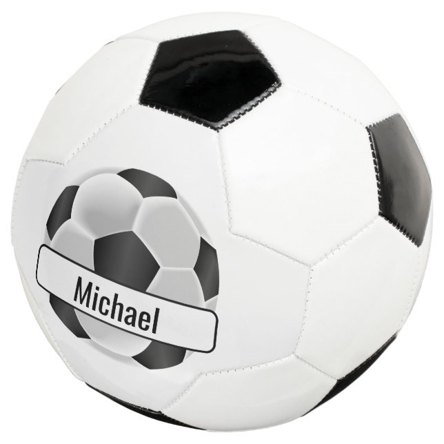 Schwarz-Weiß-Fußball mit DIY-Namen Fußball (Dreiviertel)