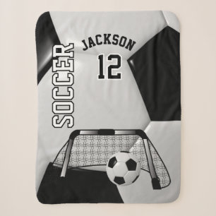 Schwarz-Weiß-Fußball mit DIY-Text Sherpadecke