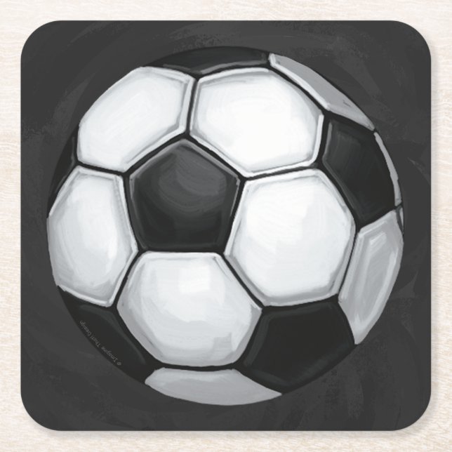 Schwarz-Weiß-Fußball Rechteckiger Pappuntersetzer (Vorderseite)