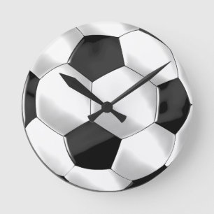 Schwarz-Weiß-Fußball Runde Wanduhr