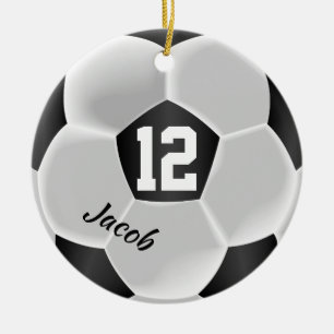 Schwarz-Weiß-Fußballball Keramik Ornament
