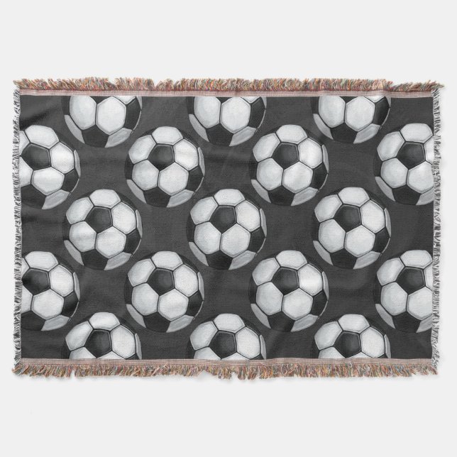 Schwarz-Weiß-Fußballball-Muster Decke (Vorderseite)