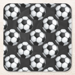 Schwarz-Weiß-Fußballball-Muster Rechteckiger Pappuntersetzer