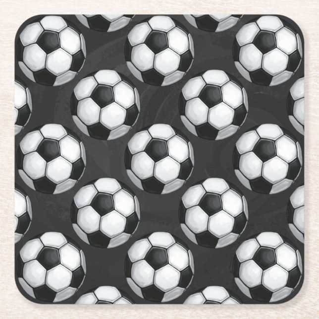 Schwarz-Weiß-Fußballball-Muster Rechteckiger Pappuntersetzer (Vorderseite)
