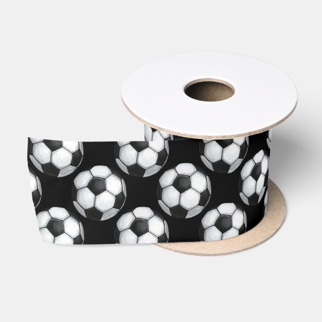 Schwarz-Weiß-Fußballball-Muster Satinband (Spule)