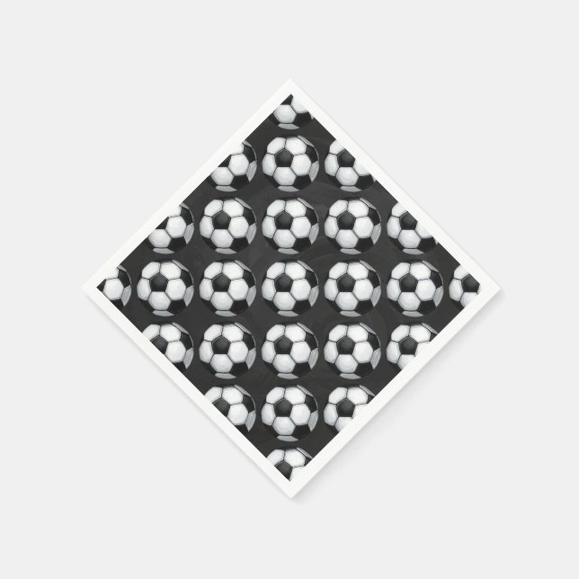 Schwarz-Weiß-Fußballball-Muster Serviette (Ecke)