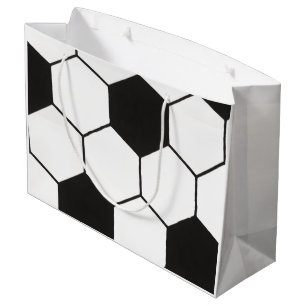 Schwarz-Weiß-Fußballmuster geometrisch Große Geschenktüte