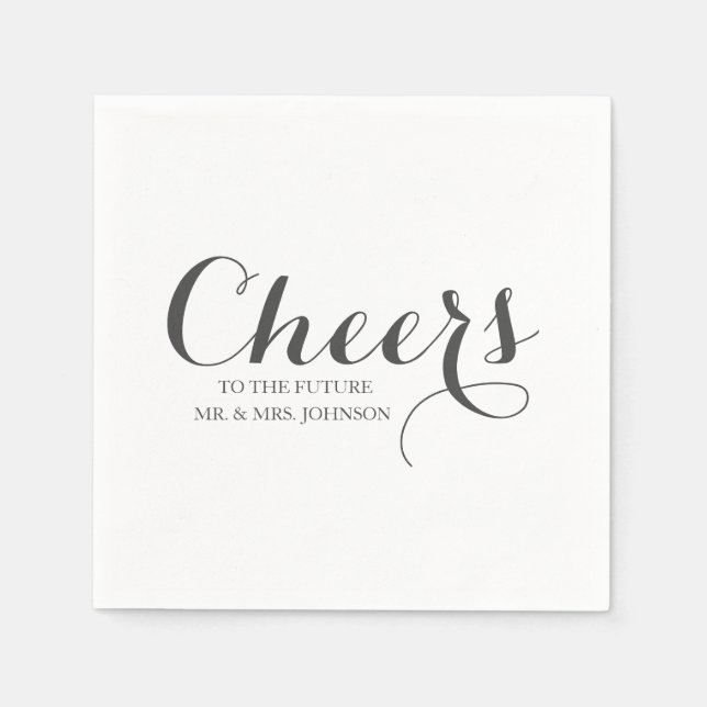 Schwarz-weiß Future Mr. & Mrs. Name Wedding Serviette (Vorderseite)