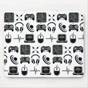 Schwarz-Weiß-Gaming-Thema Mousepad