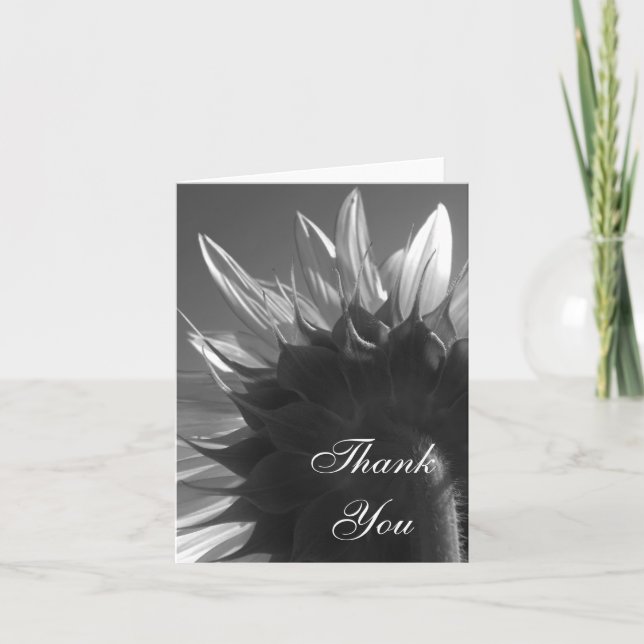 Schwarz-Weiß-Garten Sonnenblumen Vielen Dank Dankeskarte (Vorderseite)