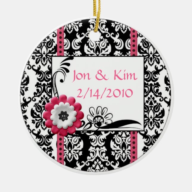 Schwarz-Weiß-Gastgeschenk Hochzeit Keramikornament (Vorne)