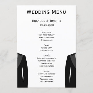 Schwarz-Weiß-Gay-Hochzeitskarten Menükarte