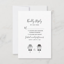 Schwarz-weiß Gay Wedding RSVP Karte