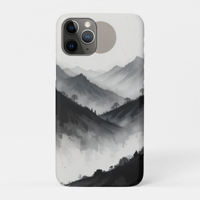 Schwarz-Weiß-Gebirgslandschaft Case-Mate iPhone Hülle (Rückseite)