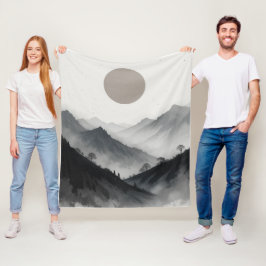 Schwarz-Weiß-Gebirgslandschaft Fleecedecke