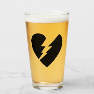 Schwarz-Weiß-gebrochenes Herz - Kunst Glas