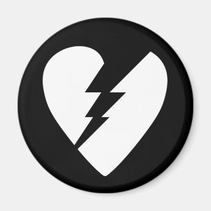 Schwarz-Weiß-gebrochenes Herz - Kunst Magnet