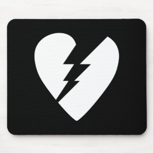 Schwarz-Weiß-gebrochenes Herz - Kunst Mousepad