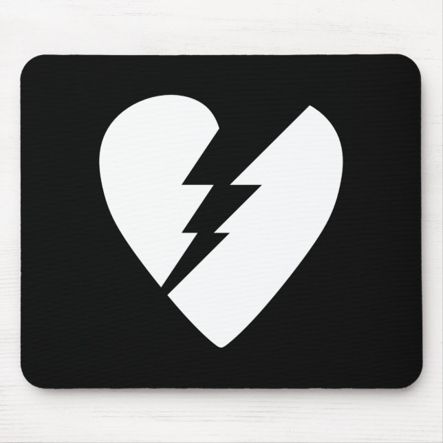 Schwarz-Weiß-gebrochenes Herz - Kunst Mousepad (Vorne)