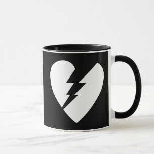 Schwarz-Weiß-gebrochenes Herz - Kunst Tasse