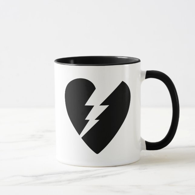 Schwarz-Weiß-gebrochenes Herz - Kunst Tasse (Rechts)