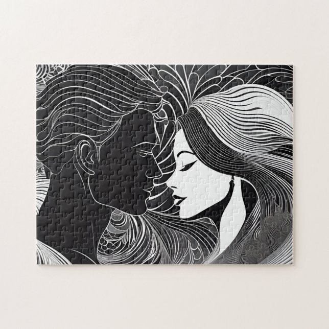Schwarz-Weiß-Geheimkuss der Liebe (Horizontal)