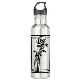 Schwarz-Weiß-Geige-Rollen mit schwarzen Konturen Edelstahlflasche